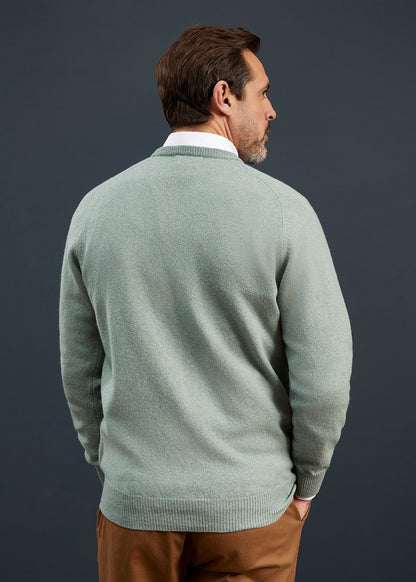 Men's Lambswool Crew Neck Jumper in Spearmint 