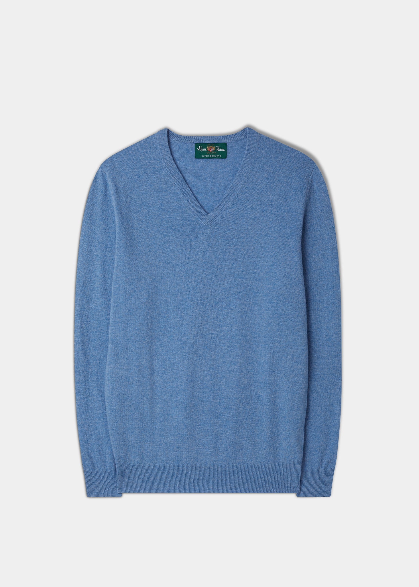 Men's Geelong Lambswool Vee Neck Jumper in Mazarine