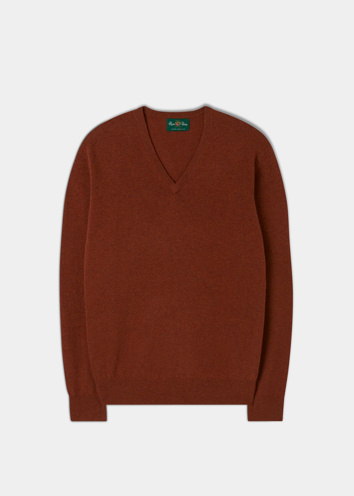 Men's Geelong Lambswool Vee Neck Jumper in Tiger