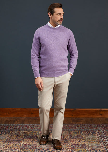 Men's Geelong Lambswool Crew Neck Jumper In Purple Heat