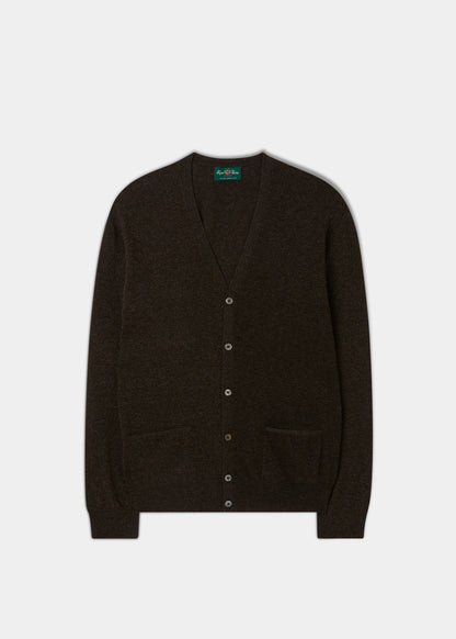Men's Geelong Lambswool Cardigan in Chocolate