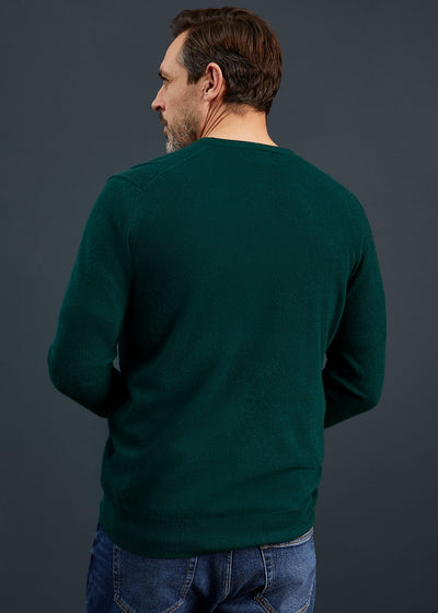 Men's Geelong Lambswool Cardigan in Dark Olive
