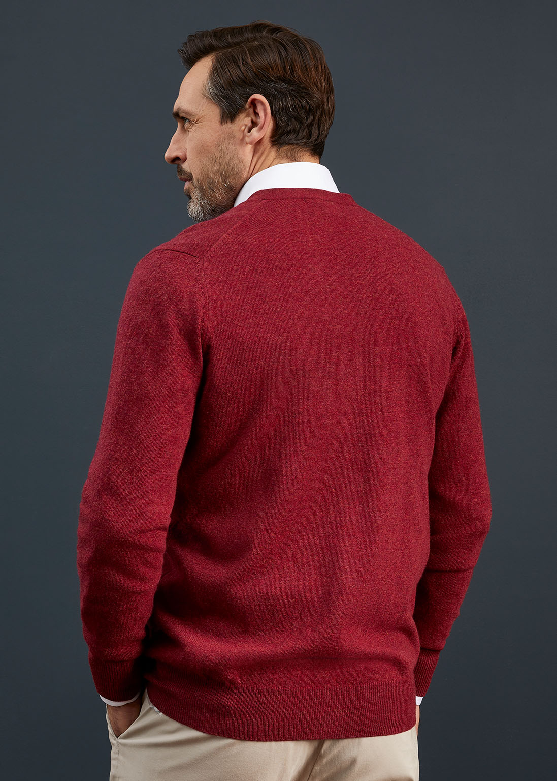 Men's Geelong Lambswool Cardigan in Redwood