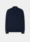Ashfield 1/4 Zip Cotton Merino Jumper i mörk marinblå