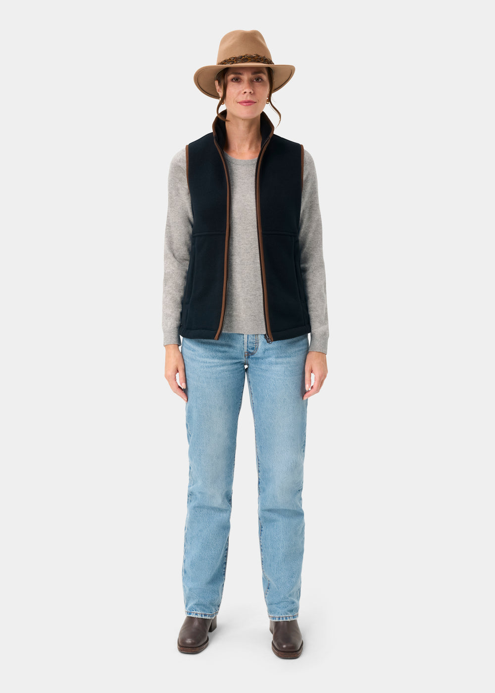 Aylsham Ladies Fleece Gilet In Dark Navy - Regular Fit