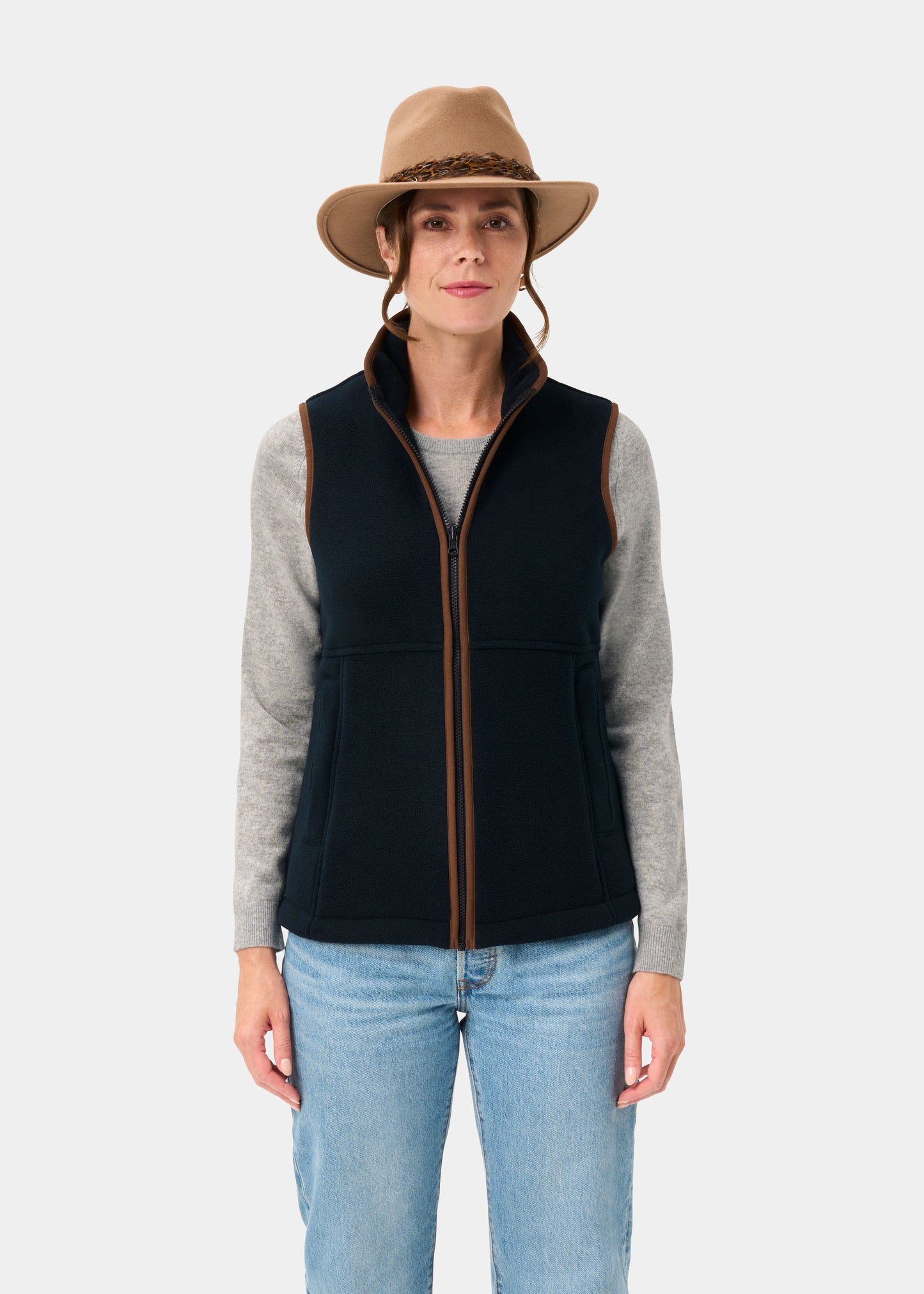 Aylsham Ladies Fleece Gilet In Dark Navy - Regular Fit