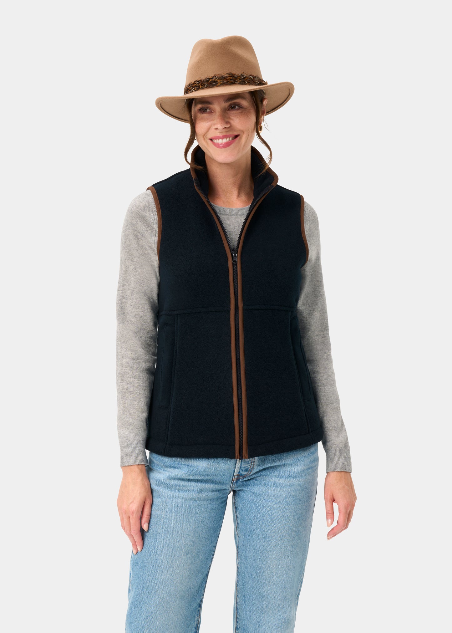 Aylsham Ladies Fleece Gilet In Dark Navy - Regular Fit