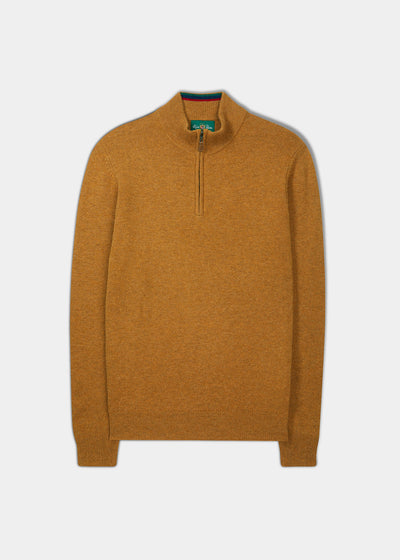 Streetly Men's 1/2 Zip Mock Neck Jumper In Gazelle - Classic Fit