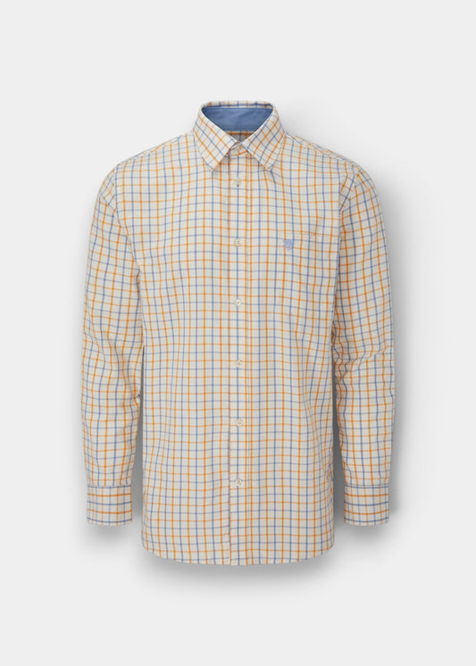 Aylesbury Men's Blue and Gold Check Shirt - Regular Fit