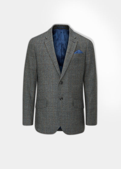 Surrey Tweed Lined Blazer In Blue Check
