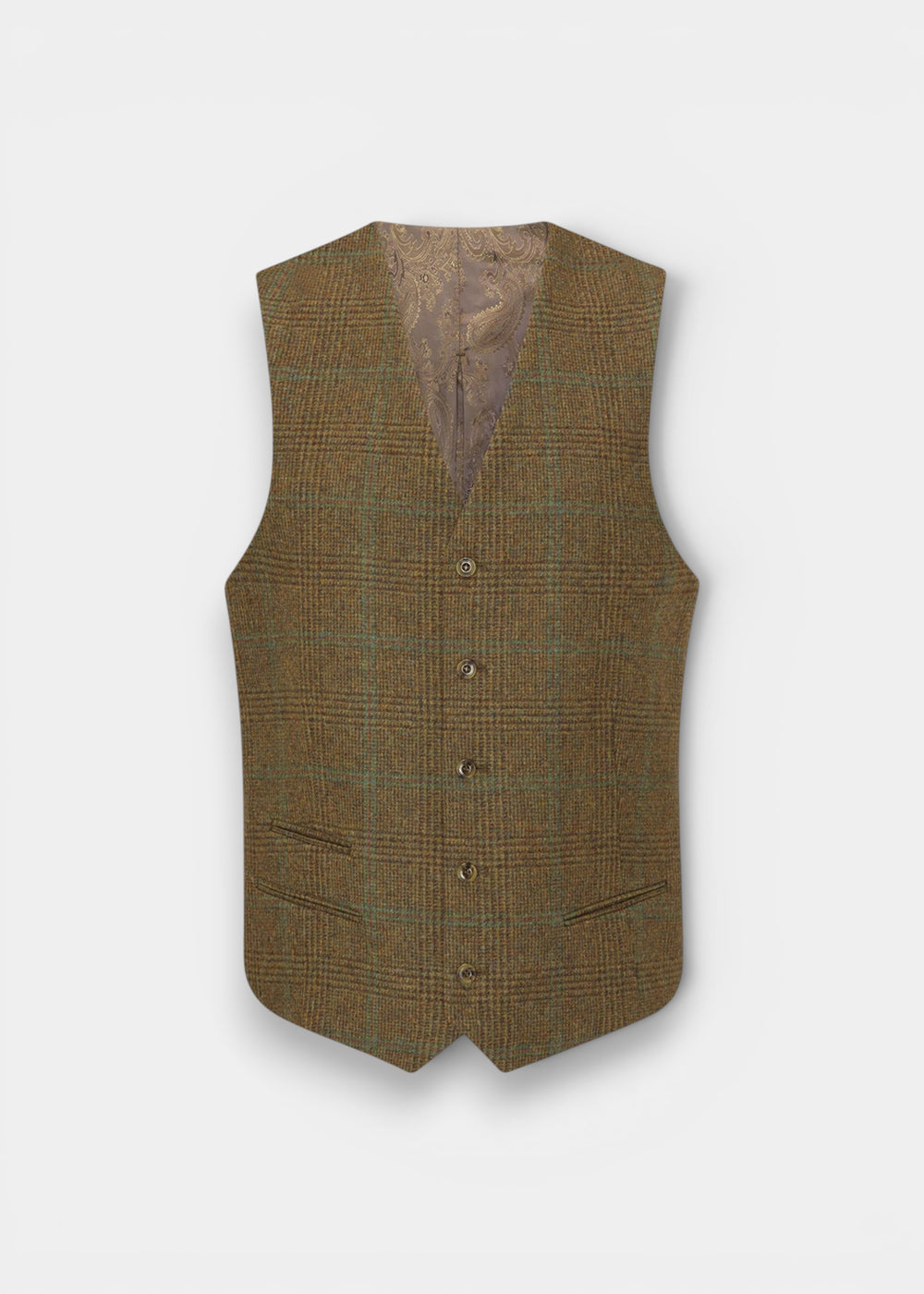 Surrey Men's Tweed Water Repellent Lined Waistcoat in Marsh  -  Regular Fit