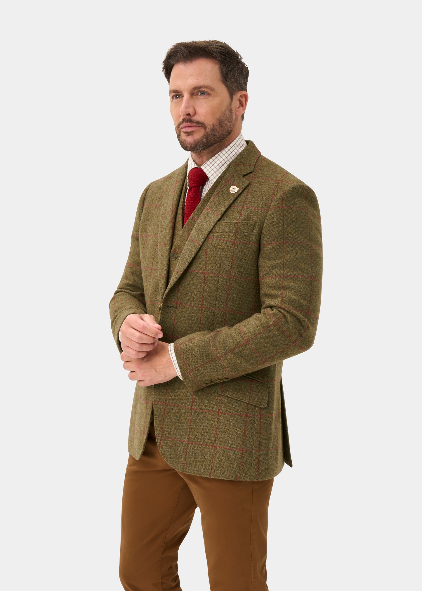 Combrook Men's Tweed Water Repellent Sports Blazer in Sage  -  Regular Fit