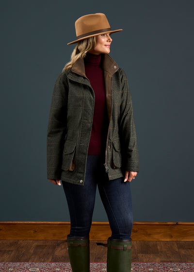 Didsmere Ladies Technical Tweed Coat In Myrtle 