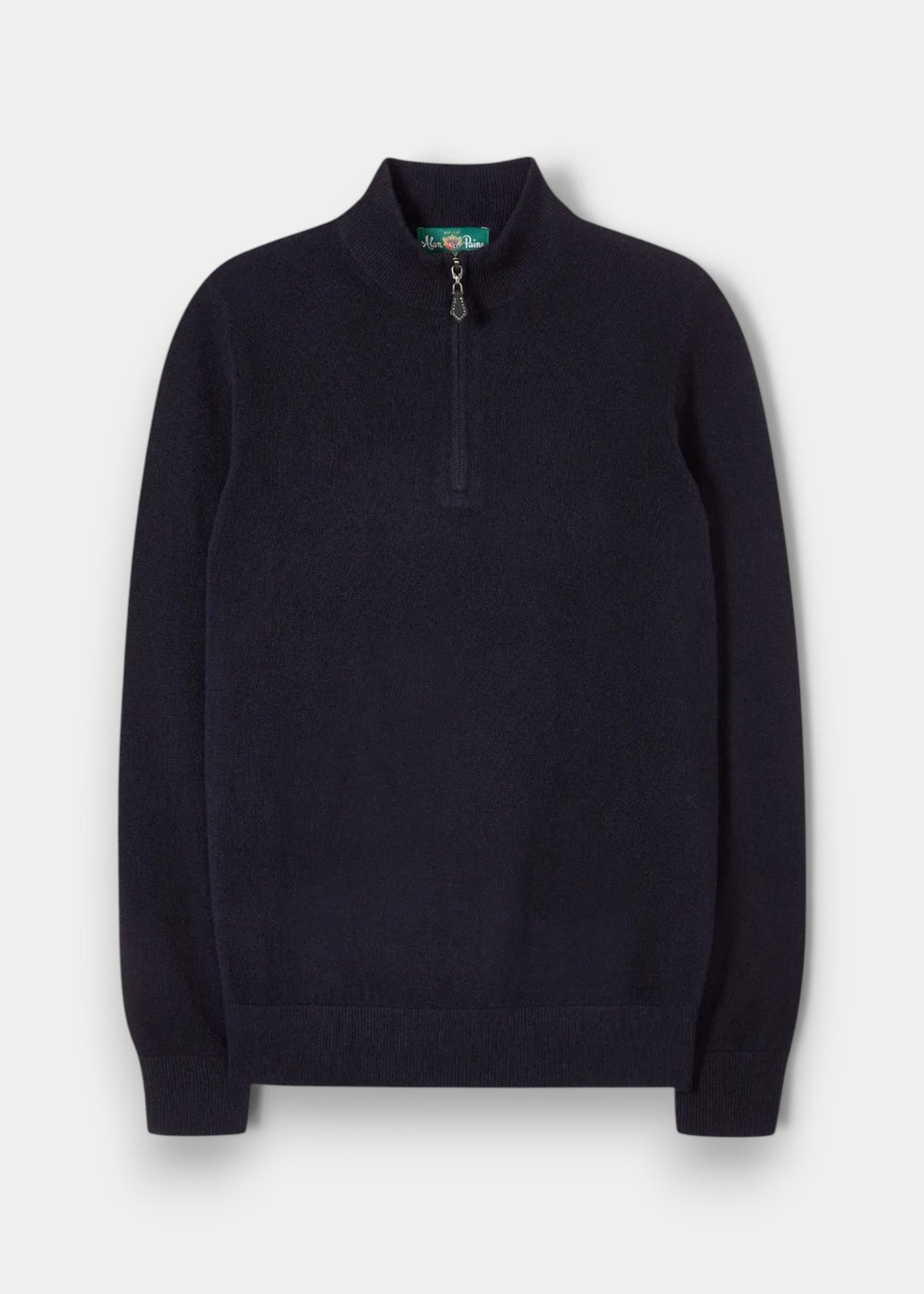 Cairns Geelong Wool Quarter Zip Jumper In Dark Navy - Regular Fit