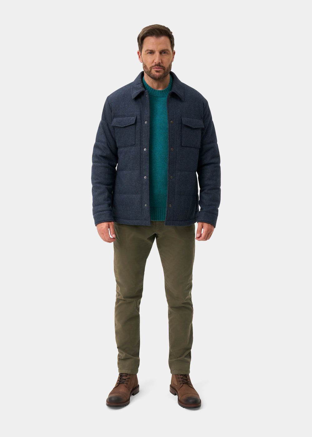 Richmond Men's Knitted Quilted Shacket In Navy