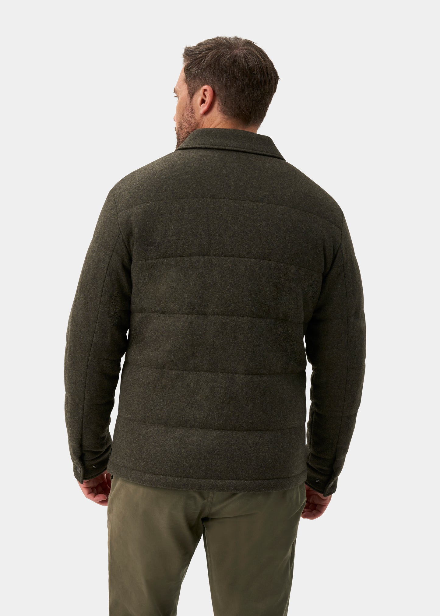 Richmond Men's Knitted Quilted Shacket In Olive