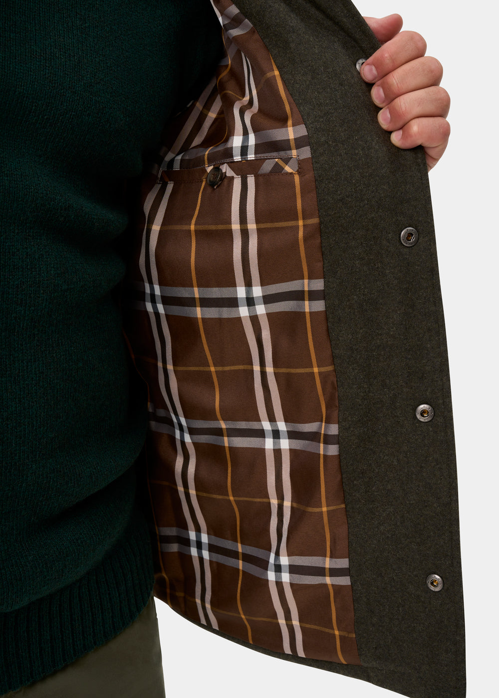 Richmond Men's Knitted Quilted Shacket In Olive