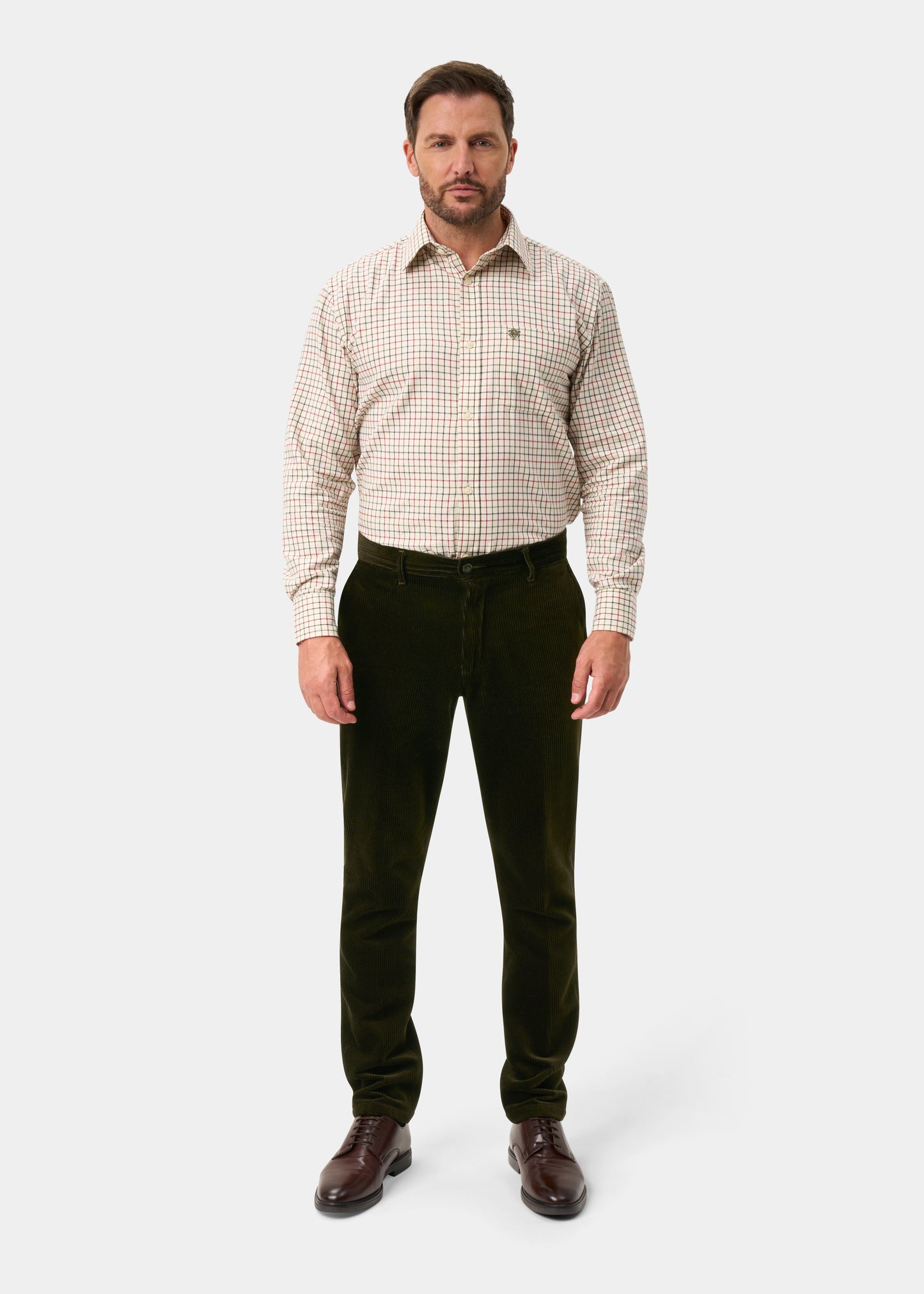 Men's Cotton Cord Trousers In Olive