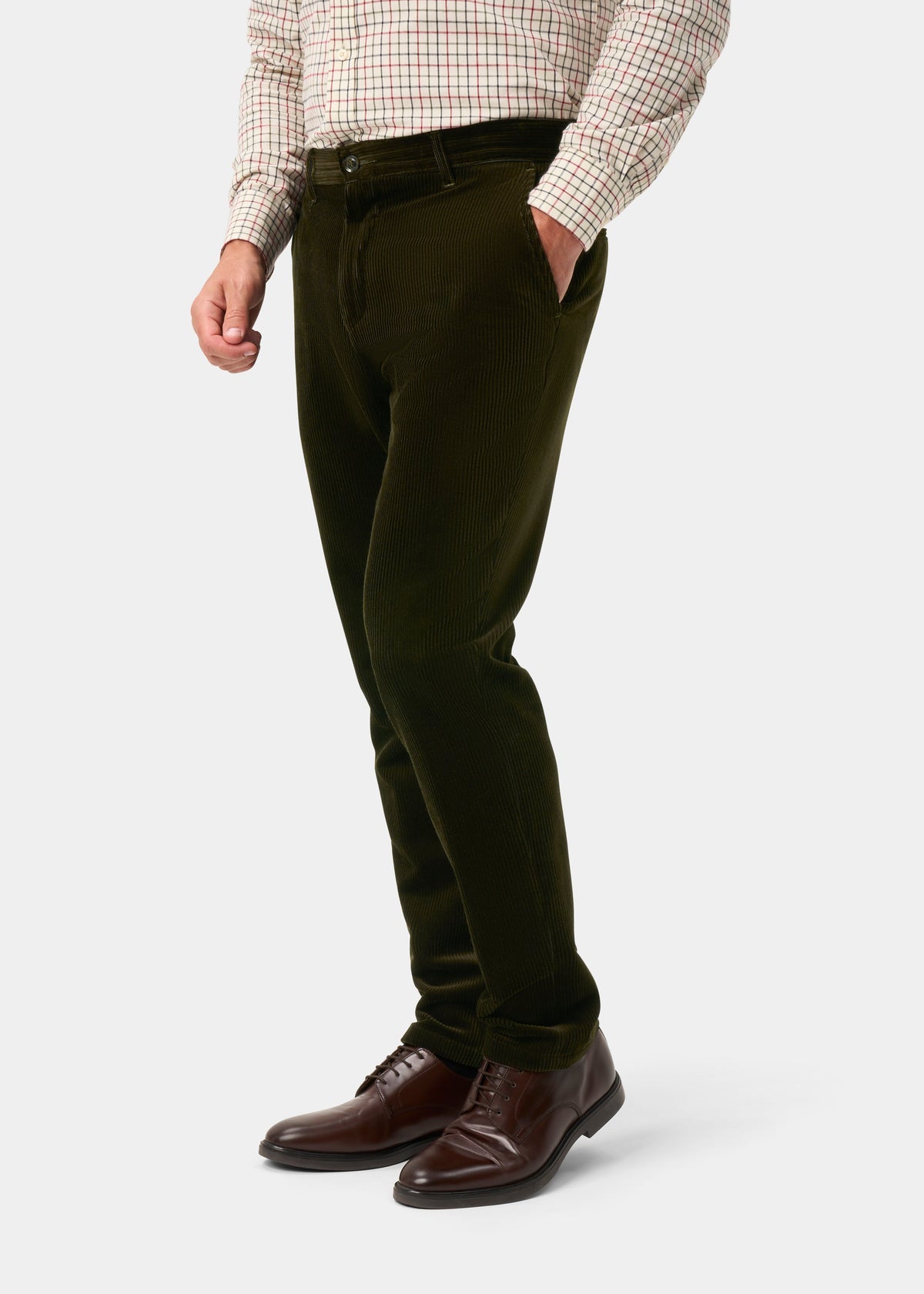 Mossbury Men's Cotton Cord Trousers In Olive