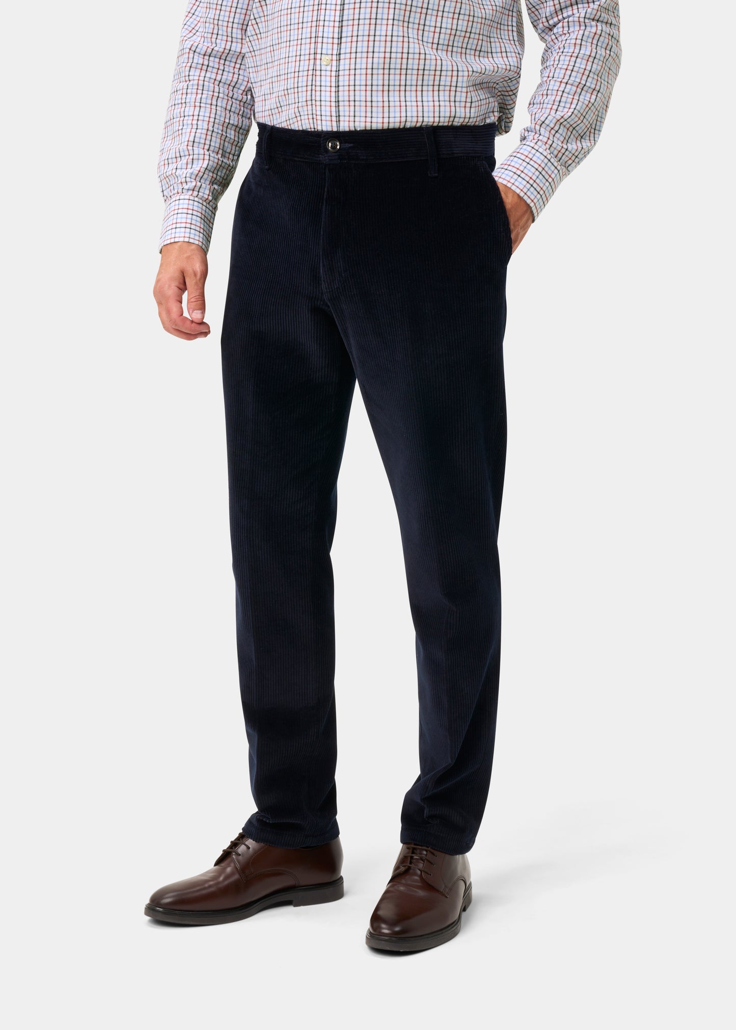 Men's Cotton Cord Trousers In Navy