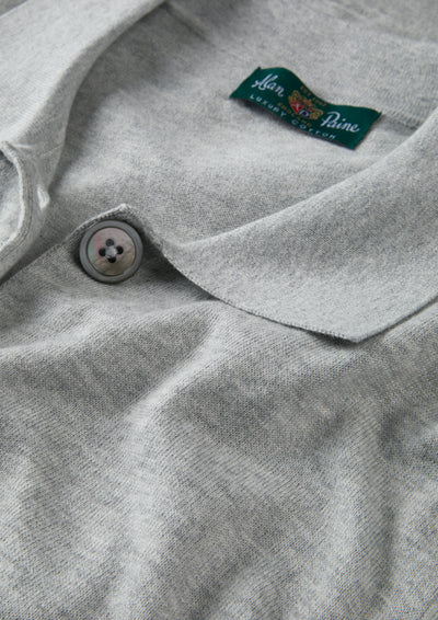 Ladies Cotton Cashmere Collared Cardigan in Light Grey