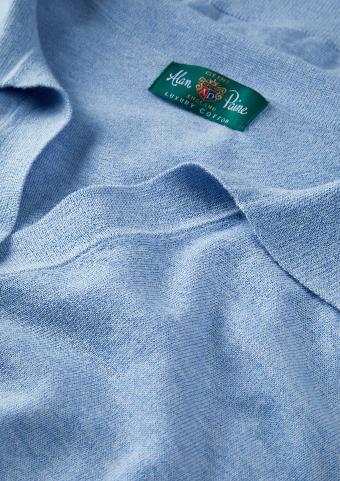 Ladies Cotton Cashmere Open Placket Jumper in Light Blue