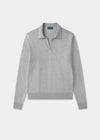 Ladies Cotton Cashmere Open Placket Jumper in Light Grey