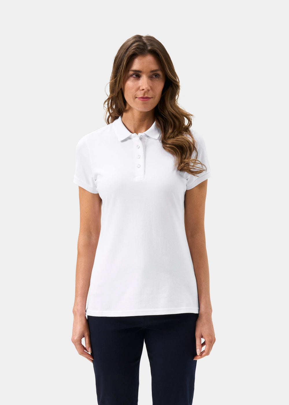 Ladies Cotton Pique Polo Shirt in White