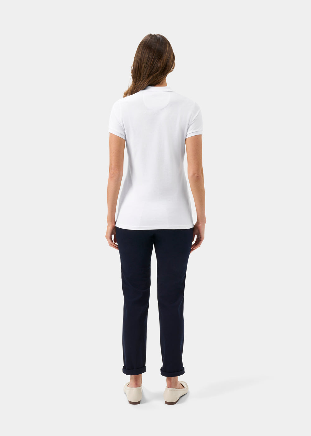 Ladies Cotton Pique Polo Shirt in White