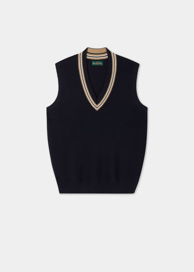 Ladies Cotton Cricket Slipover In Navy