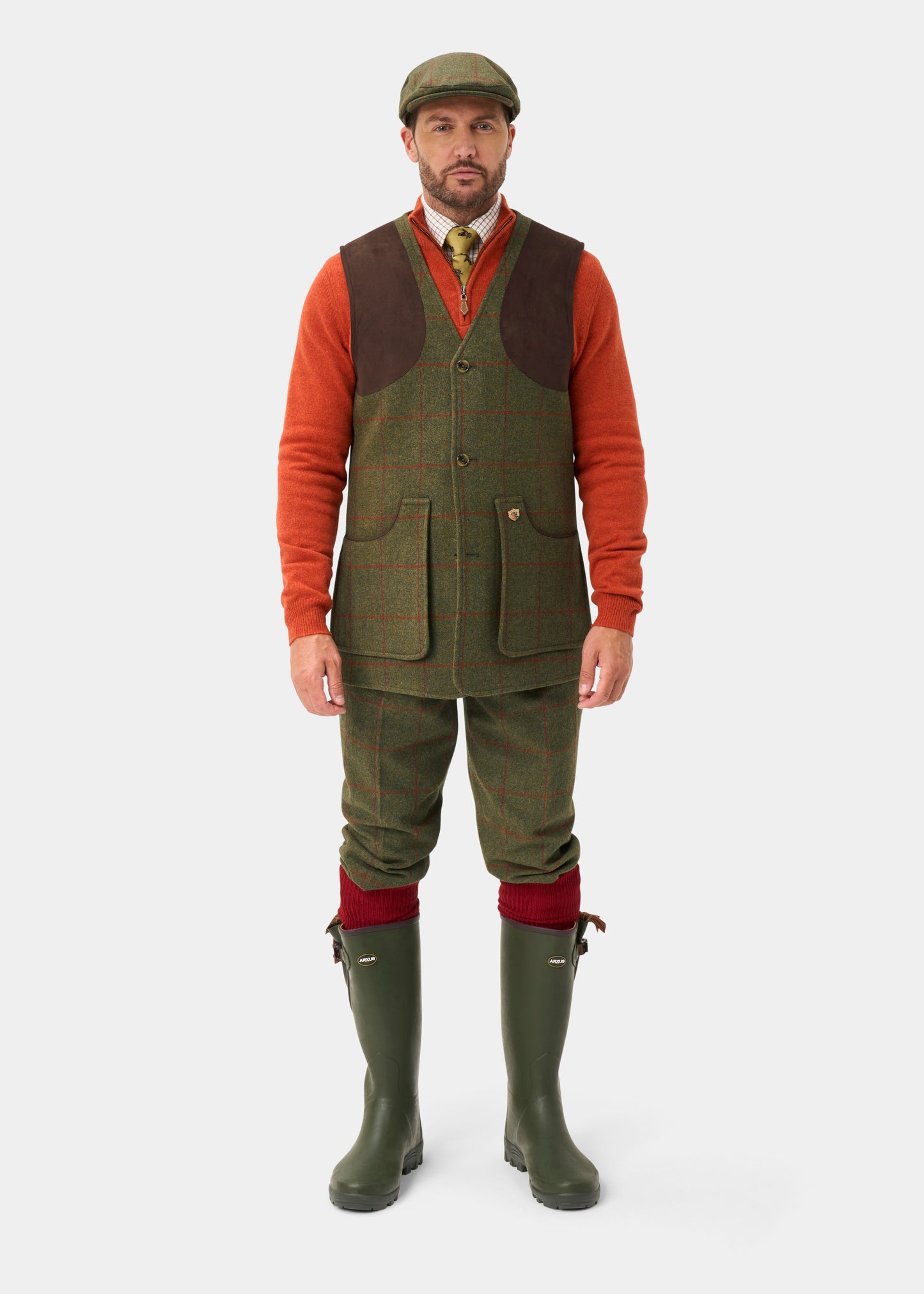 Combrook Men's Tweed Water Repellent Shooting Waistcoat in Reed  -  Shooting Fit