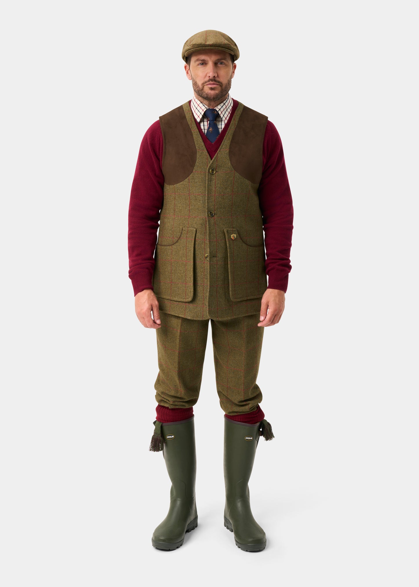 Combrook Men's Tweed Water Repellent Shooting Waistcoat in Sage  -  Shooting Fit