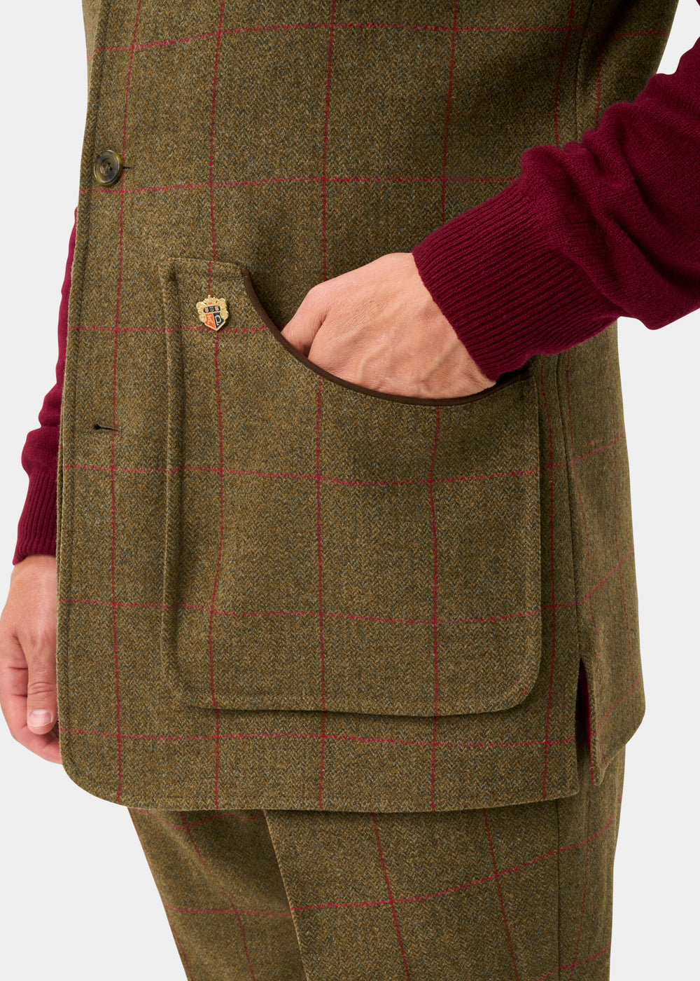 Combrook Men's Tweed Water Repellent Shooting Waistcoat in Sage  -  Shooting Fit