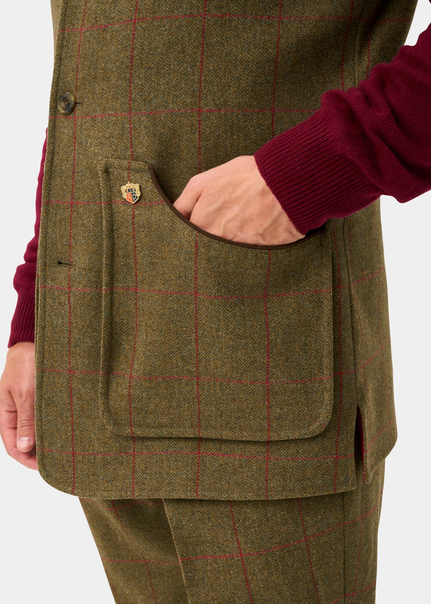 Combrook Men's Tweed Water Repellent Shooting Waistcoat in Sage  -  Shooting Fit