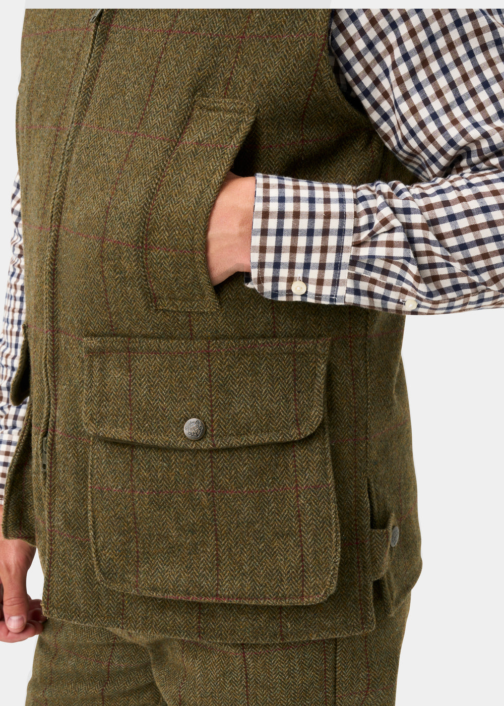 Rutland Men's Tweed Waistcoat In Oakley - Shooting Fit