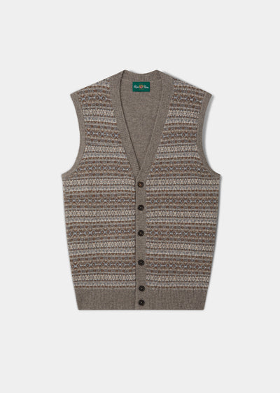 Maywick Men's Lambswool Fair Isle Waistcoat In Vole