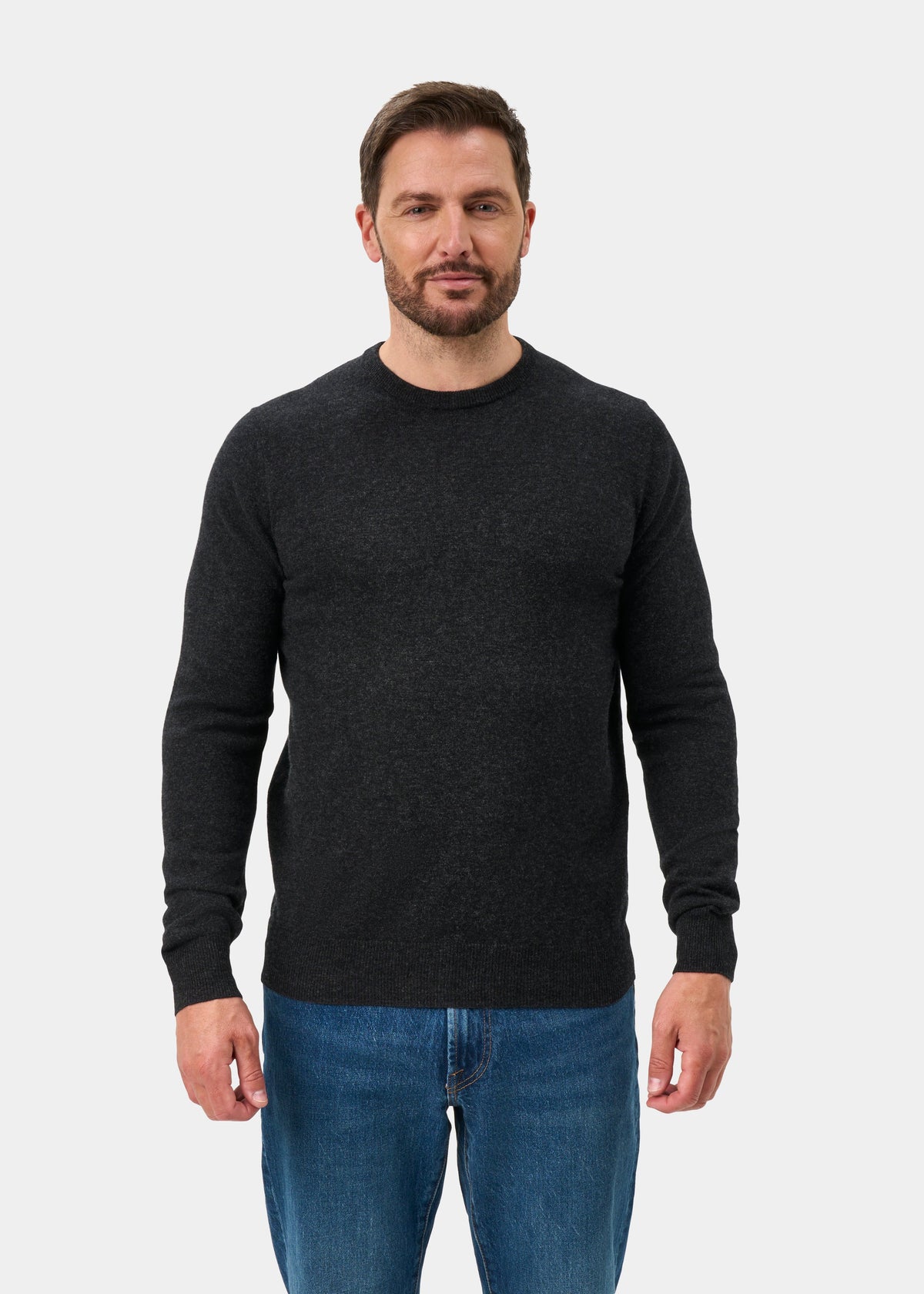 Melfort Pure Cashmere Crew Neck Jumper In Charcoal - Regular Fit