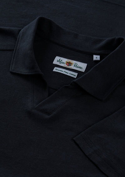 Men's Cotton Open Collar Polo Shirt in Navy