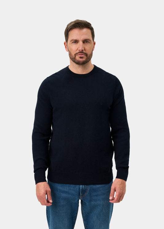 Melfort Pure Cashmere Crew Neck Jumper In Dark Navy - Regular Fit