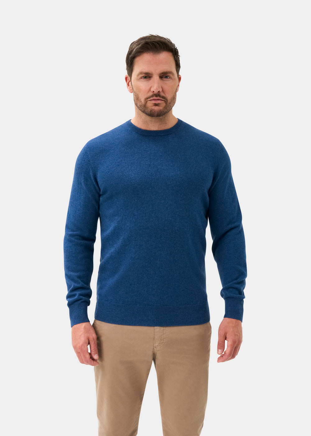 Men's Cashmere Crew Neck Jumper in Denim