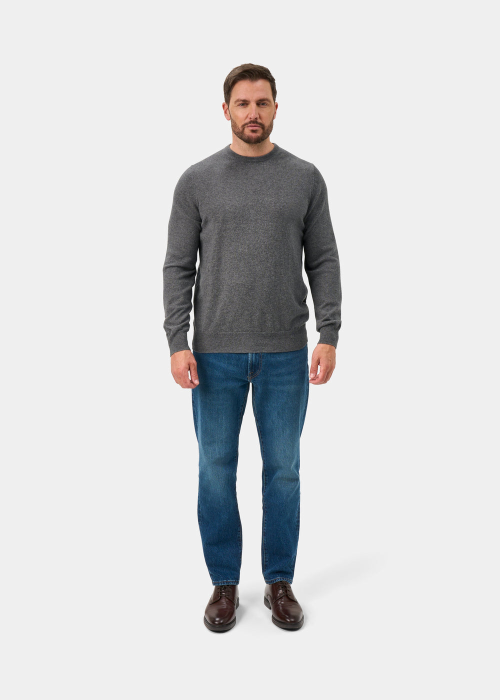 Melfort Pure Cashmere Crew Neck Jumper In Derby - Regular Fit
