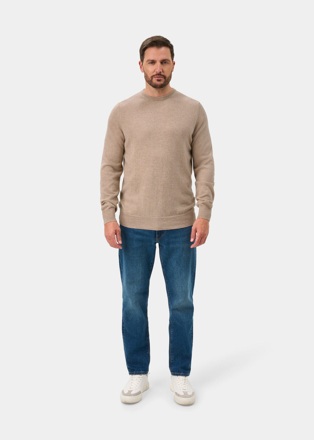 Melfort Pure Cashmere Crew Neck Jumper In Linen - Regular Fit