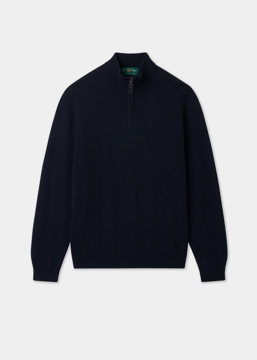 Men's Cashmere Quarter Zip Neck Jumper in Dark Navy