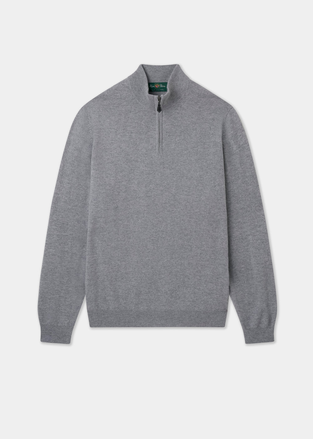 Men's Cashmere Quarter Zip Neck Jumper in Light Grey Mix