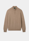 Men's Cashmere Quarter Zip Neck Jumper in Linen