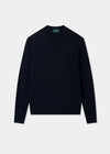Men's Cashmere Vee Neck Jumper in Dark Navy
