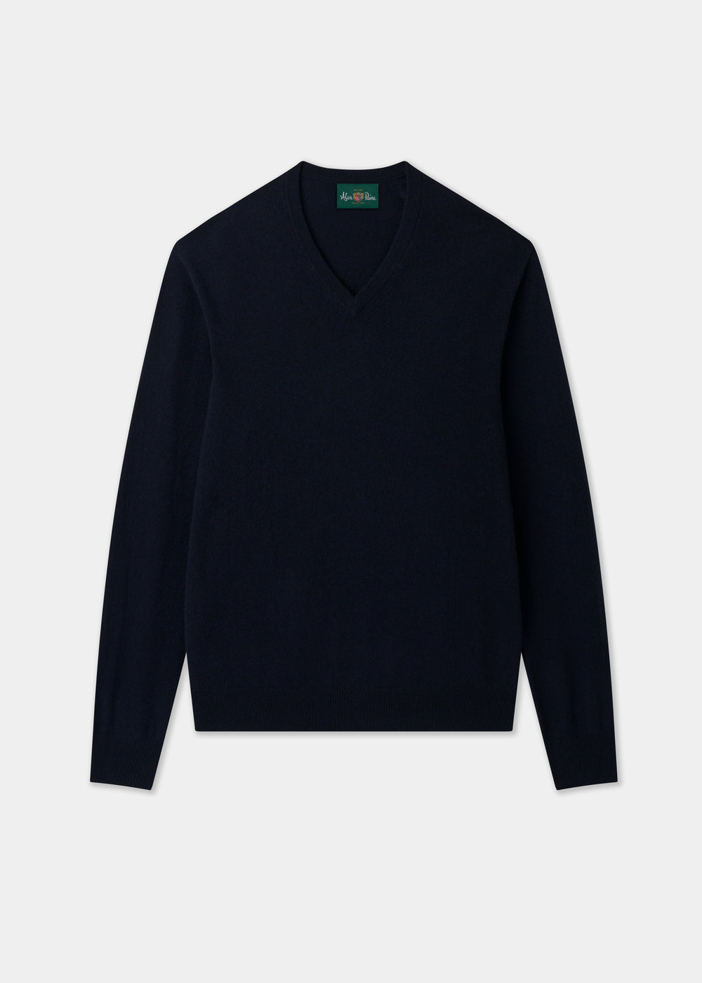 Men's Cashmere Vee Neck Jumper in Dark Navy