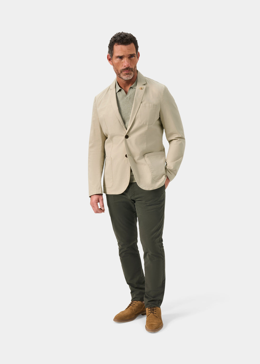 Men's Cotton Blazer in Beige
