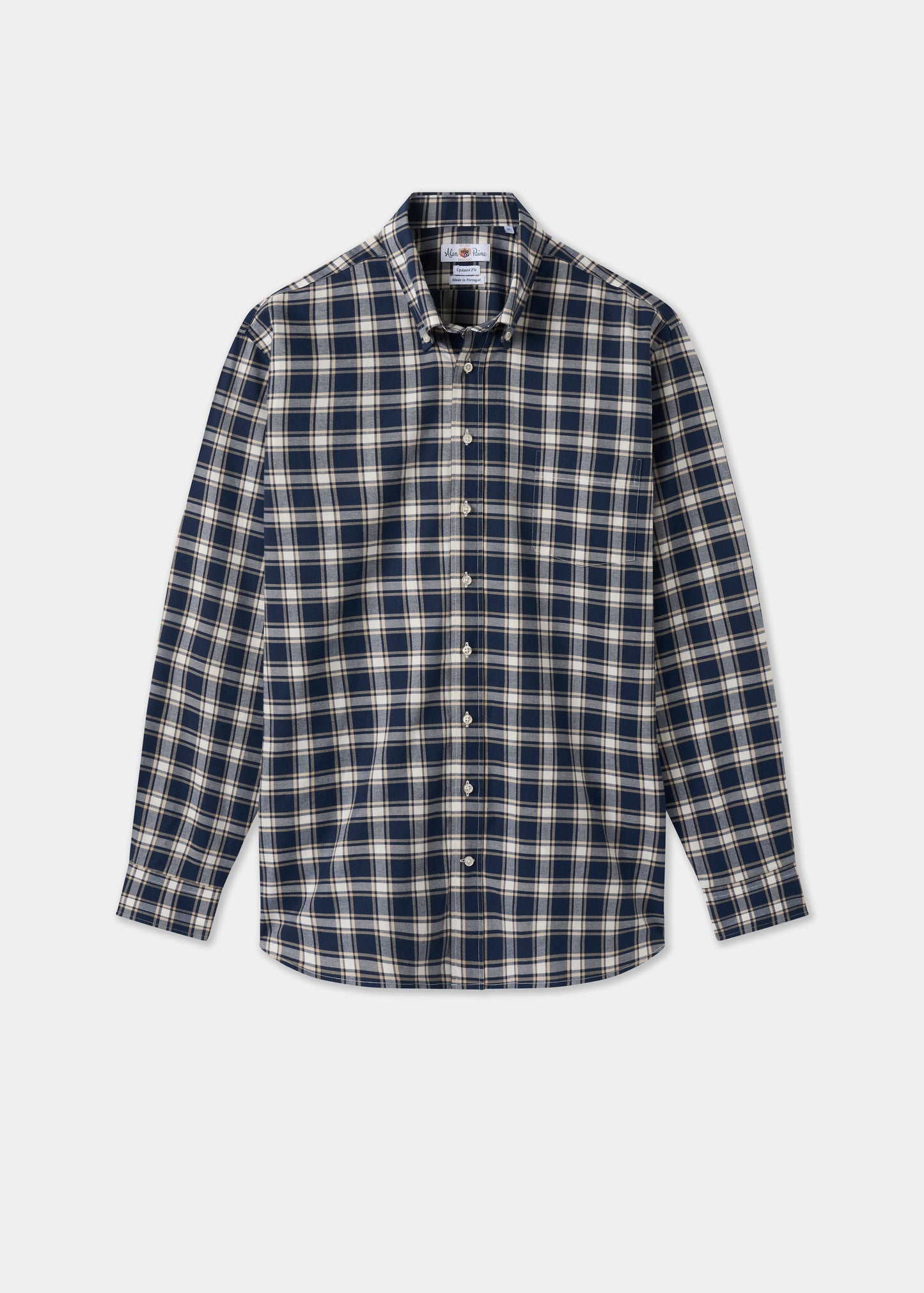 Men's Cotton Long Sleeve Checked Shirt in Blue