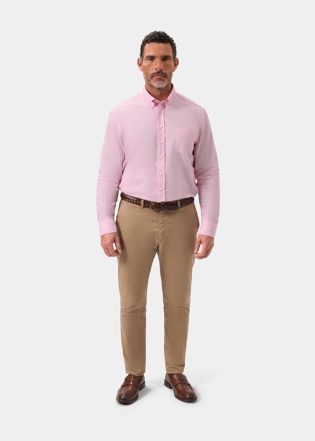 Men's Cotton Long Sleeve Shirt in Pink
